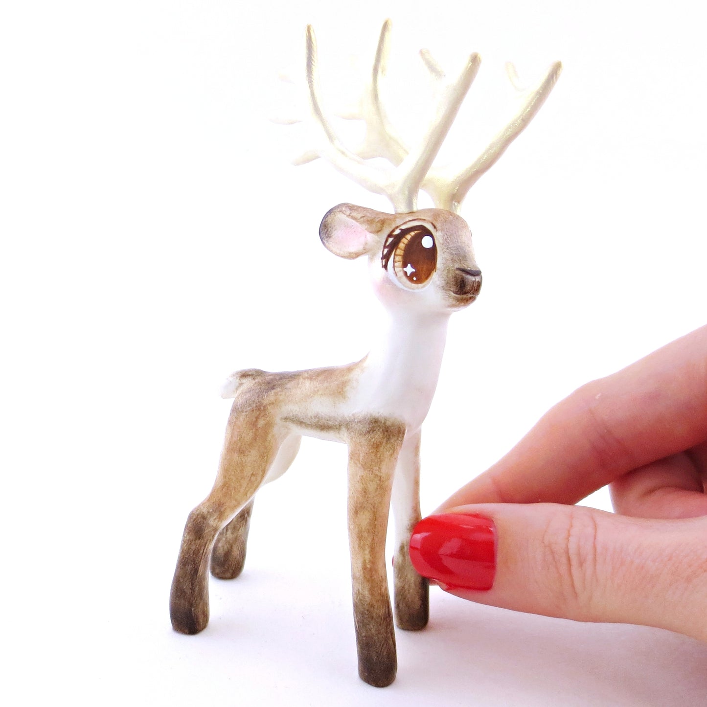 Donner - Big-Antlered Reindeer Figurine - Polymer Clay Christmas Animals