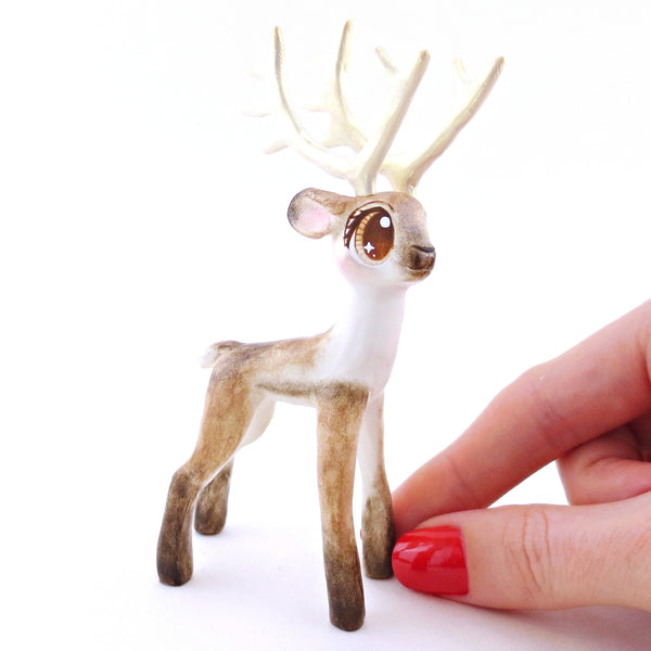 Donner - Big-Antlered Reindeer Figurine - Polymer Clay Christmas Animals