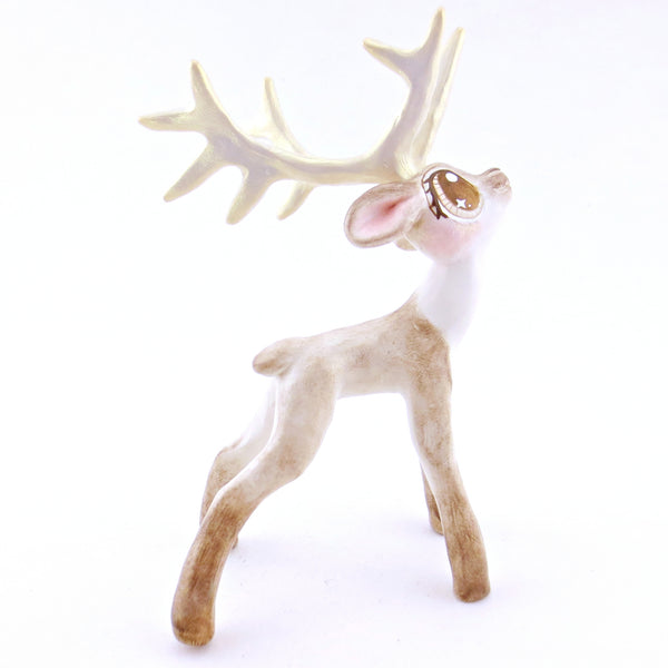 Blitzen - Big-Antlered Reindeer Figurine - Polymer Clay Christmas Animals