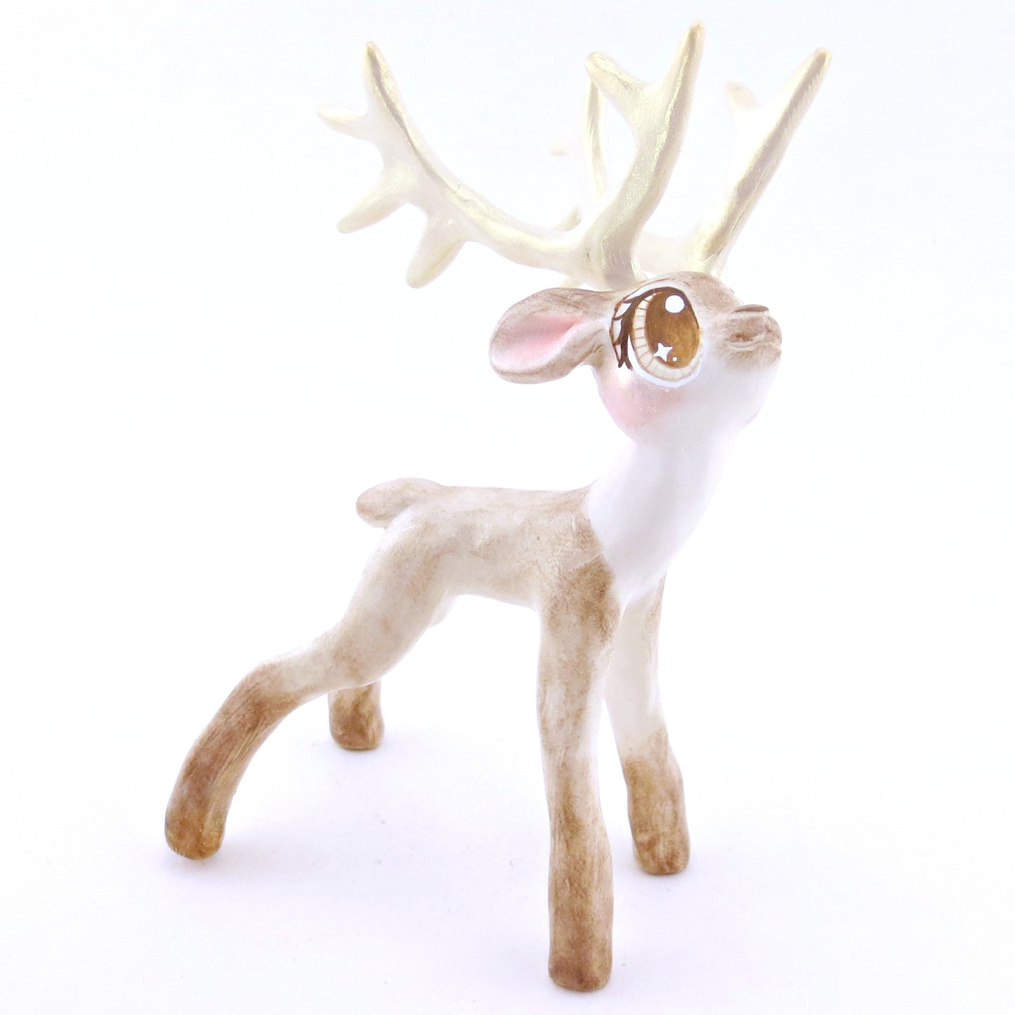 Blitzen - Big-Antlered Reindeer Figurine - Polymer Clay Christmas Animals