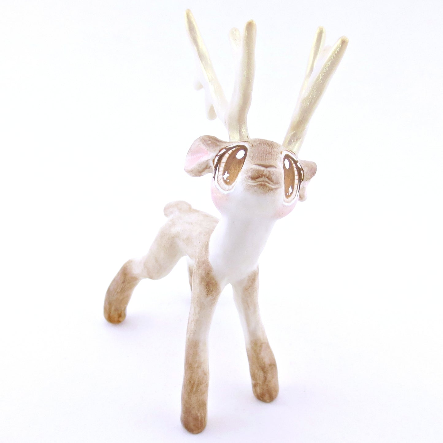 Blitzen - Big-Antlered Reindeer Figurine - Polymer Clay Christmas Animals