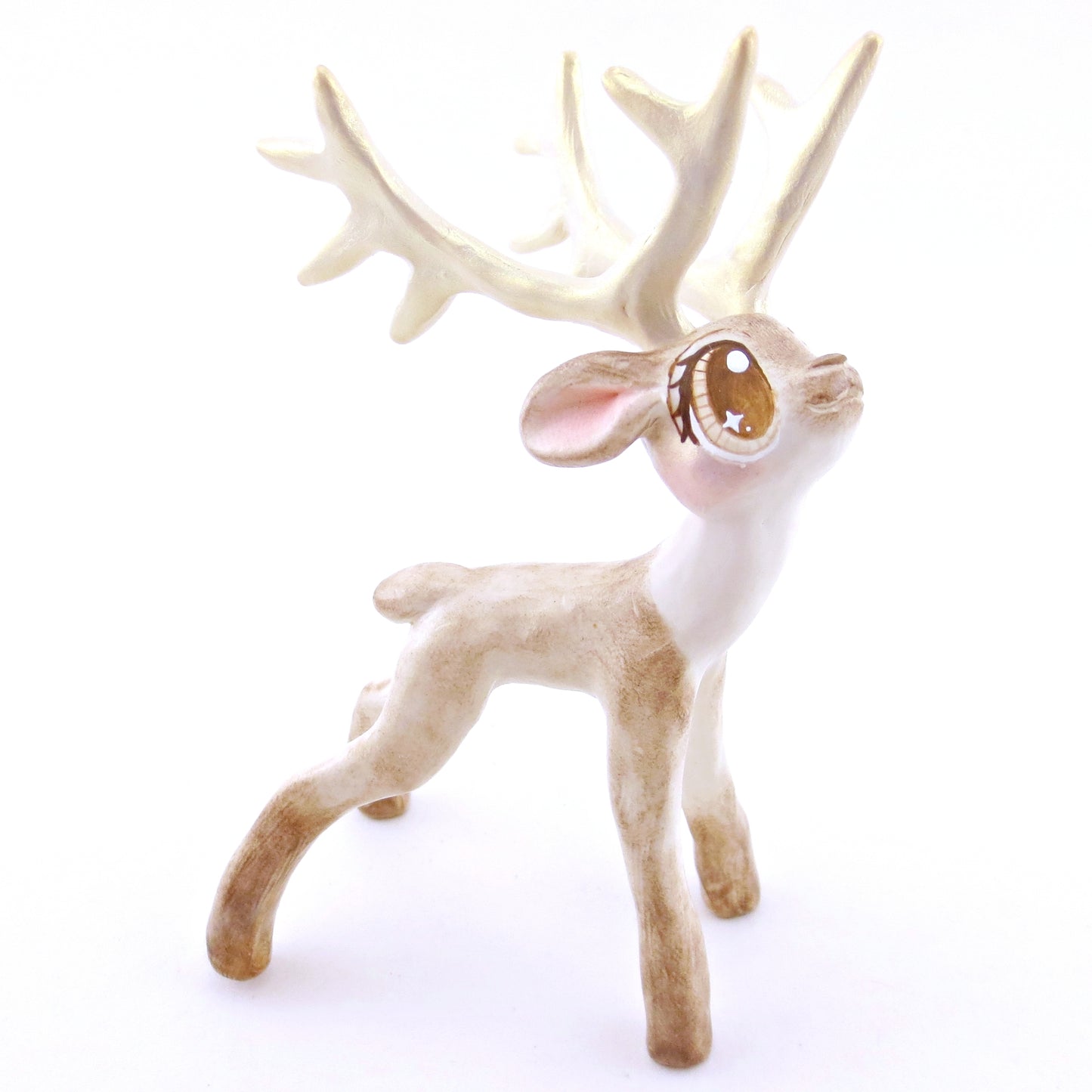 Blitzen - Big-Antlered Reindeer Figurine - Polymer Clay Christmas Animals