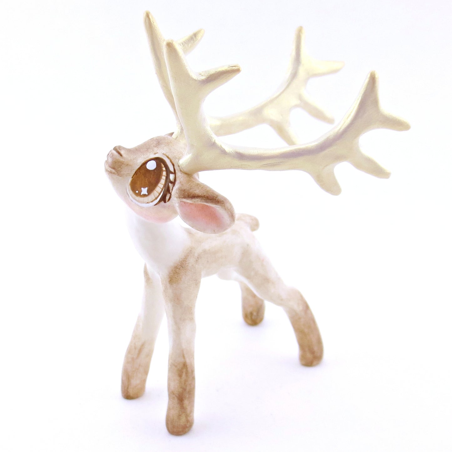 Blitzen - Big-Antlered Reindeer Figurine - Polymer Clay Christmas Animals