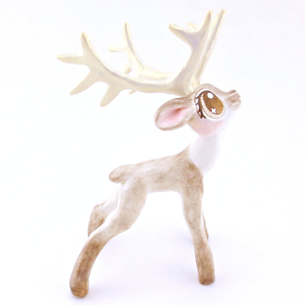 Blitzen - Big-Antlered Reindeer Figurine - Polymer Clay Christmas Animals