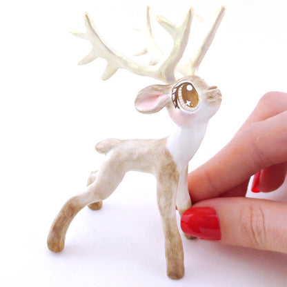 Blitzen - Big-Antlered Reindeer Figurine - Polymer Clay Christmas Animals