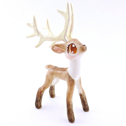 Prancer - Big-Antlered Reindeer Figurine - Polymer Clay Christmas Animals