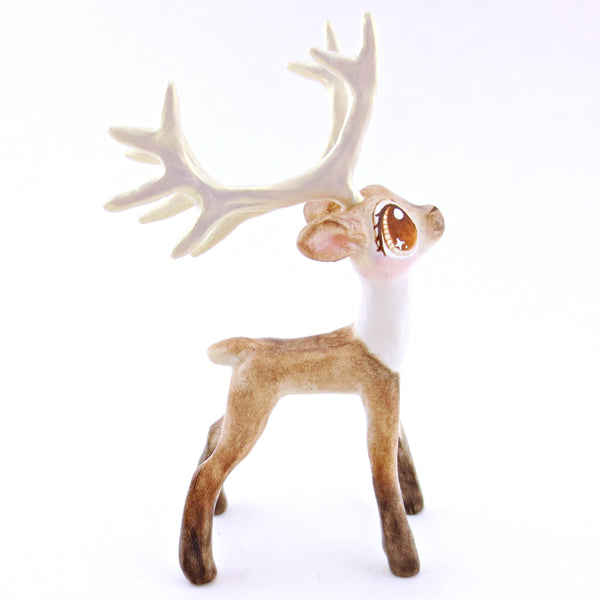 Prancer - Big-Antlered Reindeer Figurine - Polymer Clay Christmas Animals