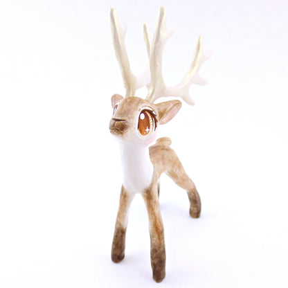 Prancer - Big-Antlered Reindeer Figurine - Polymer Clay Christmas Animals