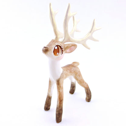 Prancer - Big-Antlered Reindeer Figurine - Polymer Clay Christmas Animals