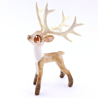 Prancer - Big-Antlered Reindeer Figurine - Polymer Clay Christmas Animals