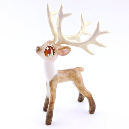 Prancer - Big-Antlered Reindeer Figurine - Polymer Clay Christmas Animals