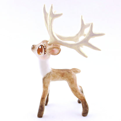 Prancer - Big-Antlered Reindeer Figurine - Polymer Clay Christmas Animals