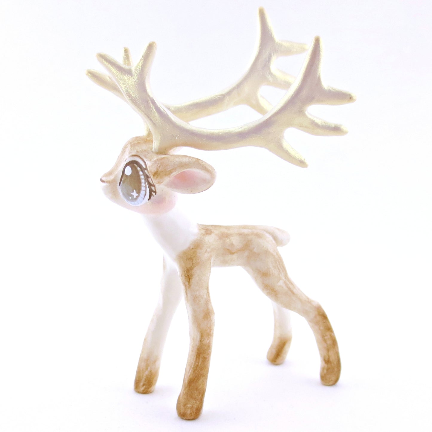 Vixen - Big-Antlered Reindeer Figurine - Polymer Clay Christmas Animals