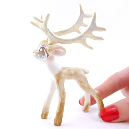 Vixen - Big-Antlered Reindeer Figurine - Polymer Clay Christmas Animals