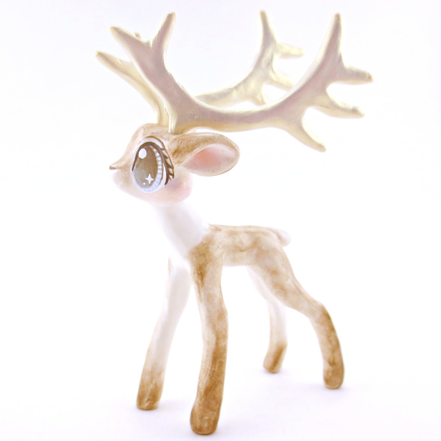 Vixen - Big-Antlered Reindeer Figurine - Polymer Clay Christmas Animals