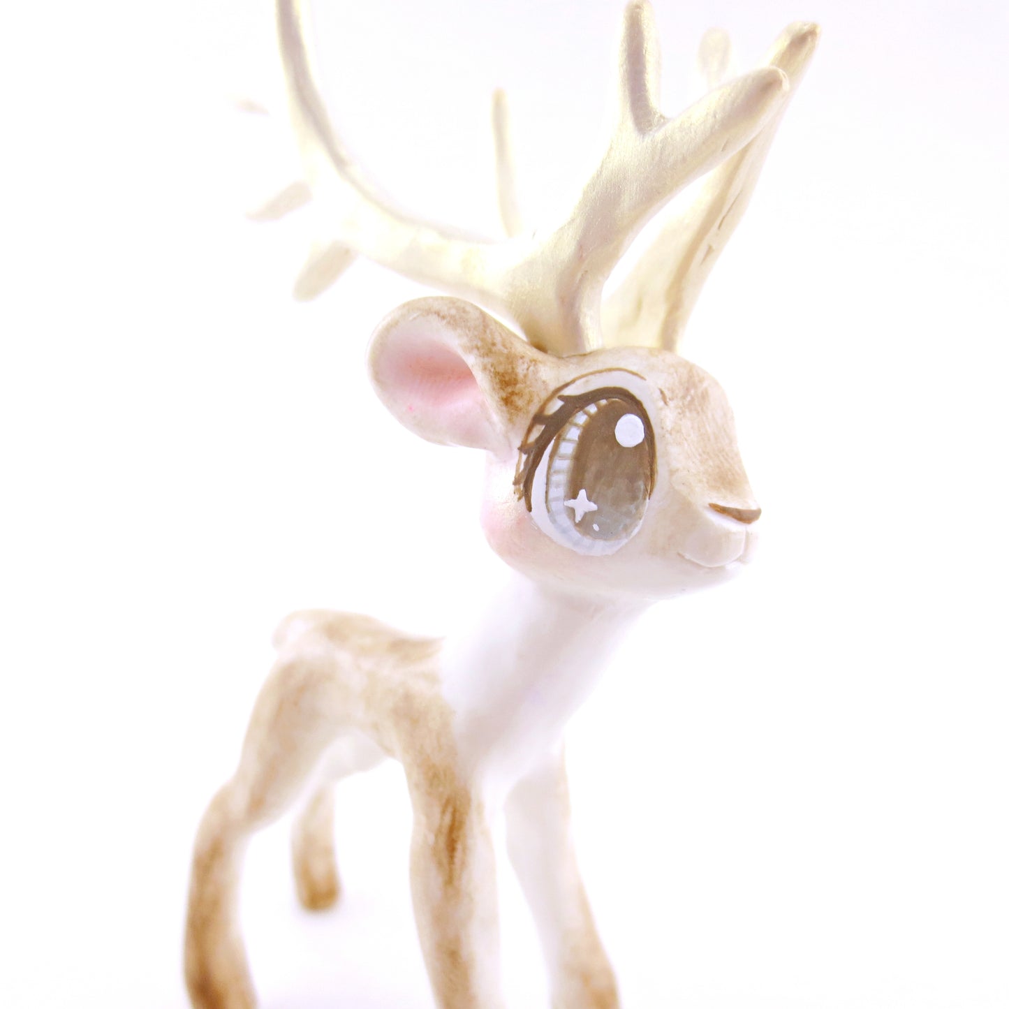 Vixen - Big-Antlered Reindeer Figurine - Polymer Clay Christmas Animals