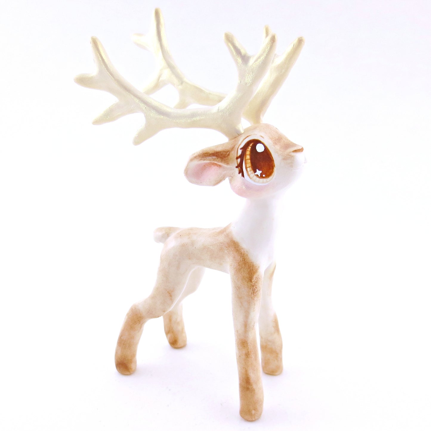 Dancer - Big-Antlered Reindeer Figurine - Polymer Clay Christmas Animals