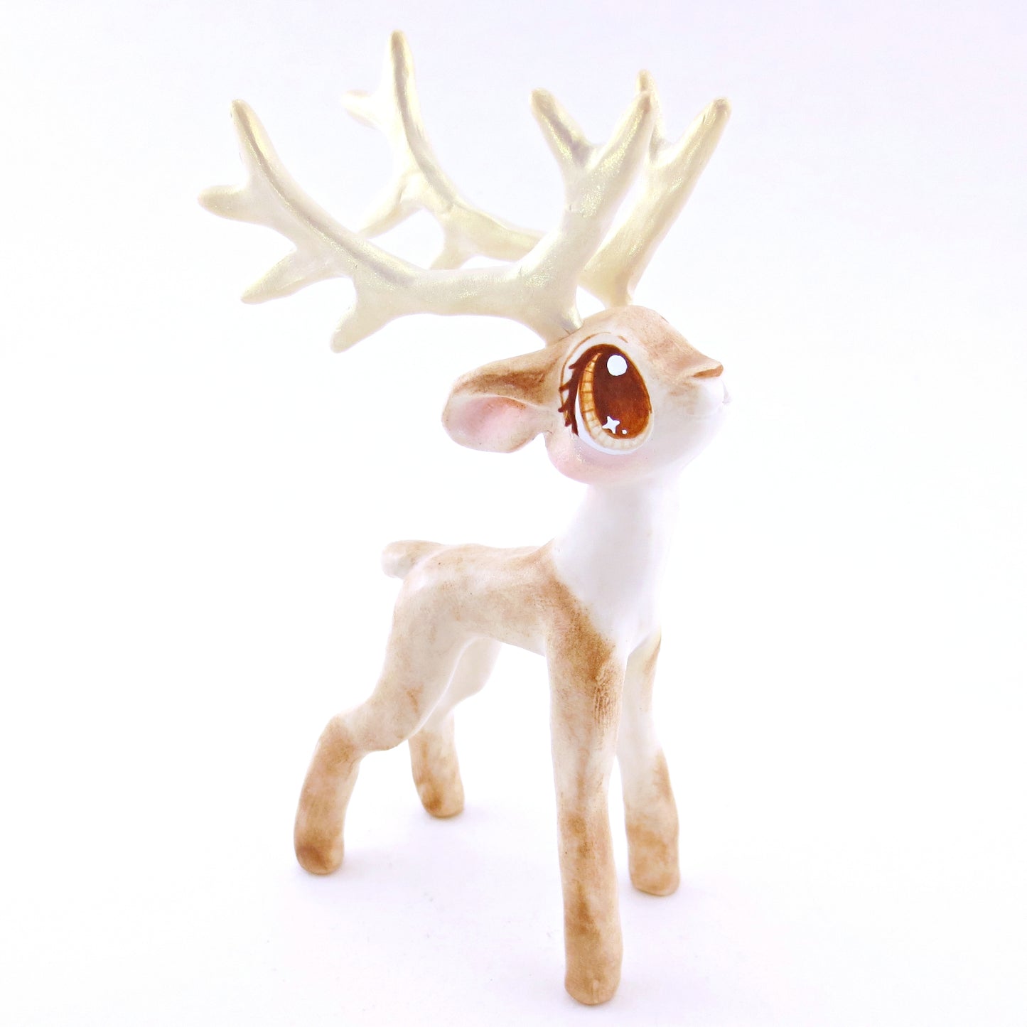 Dancer - Big-Antlered Reindeer Figurine - Polymer Clay Christmas Animals