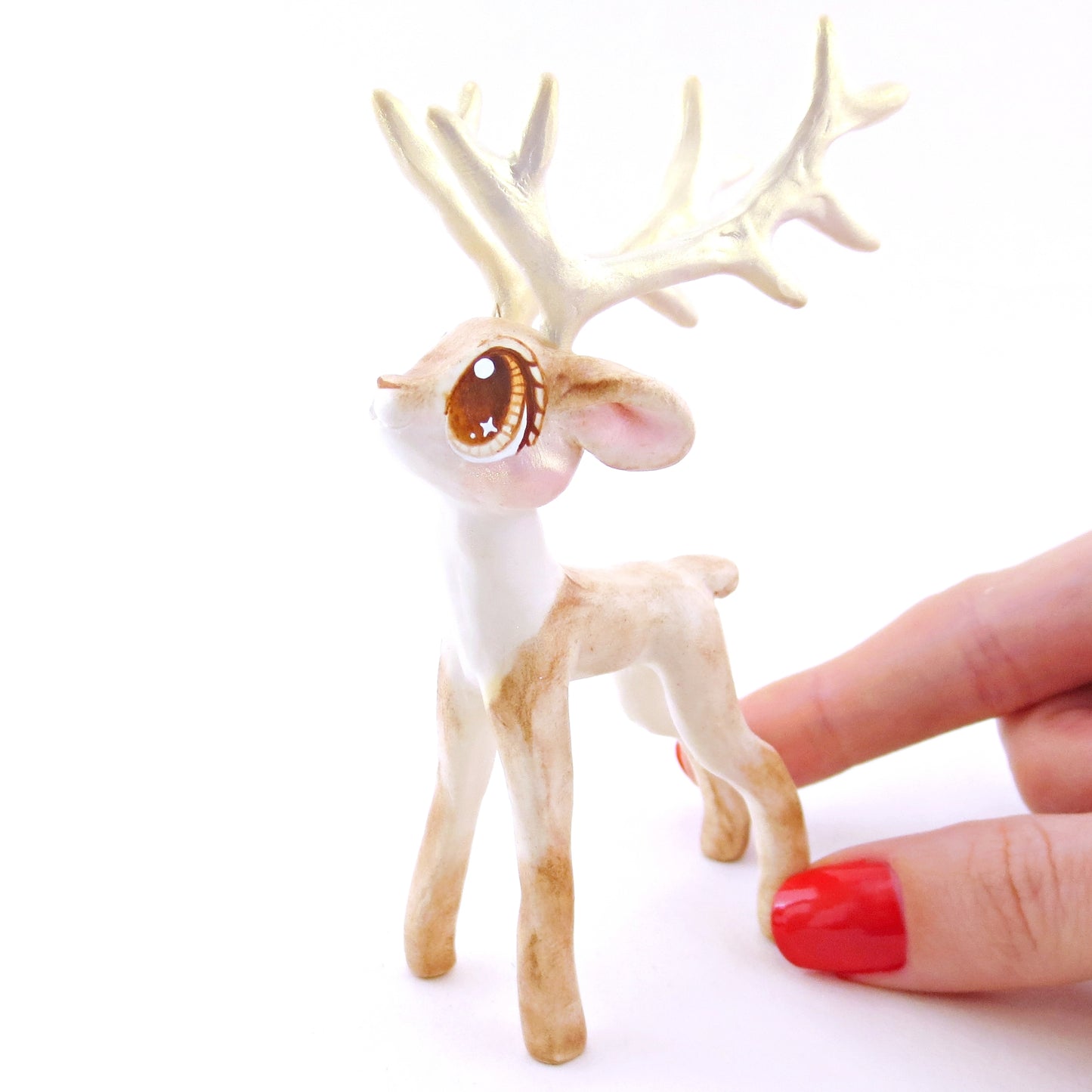 Dancer - Big-Antlered Reindeer Figurine - Polymer Clay Christmas Animals