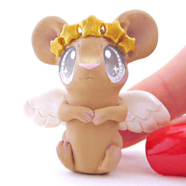 Angel Mouse Figurine - Polymer Clay Christmas Animals