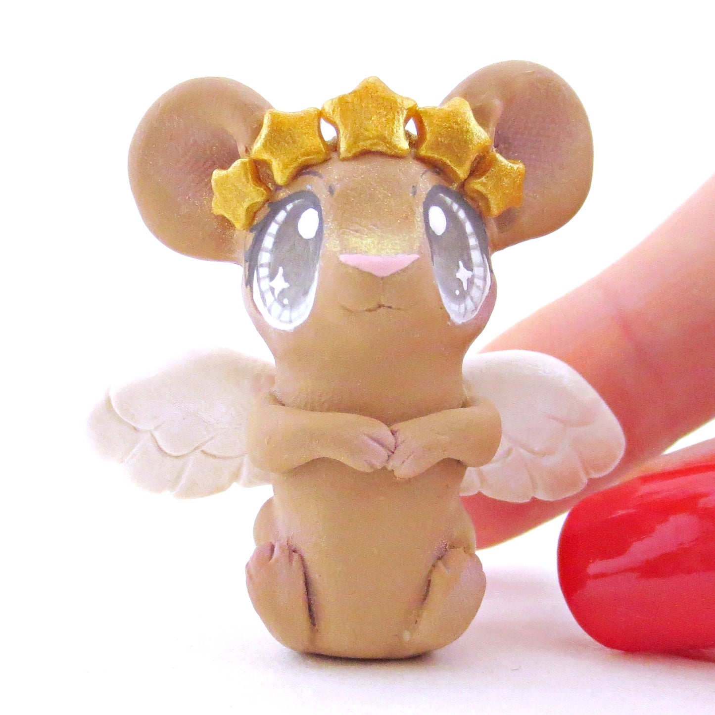 Angel Mouse Figurine - Polymer Clay Christmas Animals