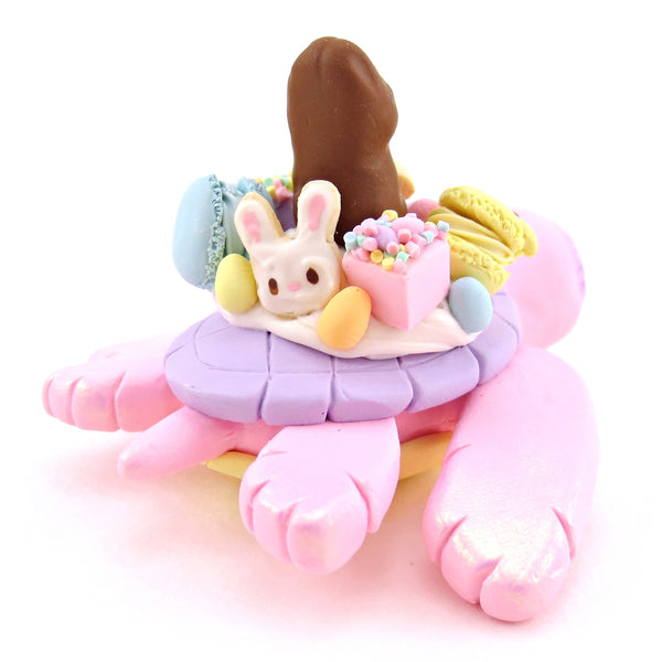 Pink Easter Dessert Turtle Figurine - Polymer Clay Spring and Easter Animals