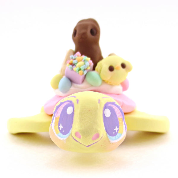 Yellow Easter Dessert Turtle Figurine - Polymer Clay Spring and Easter Animals