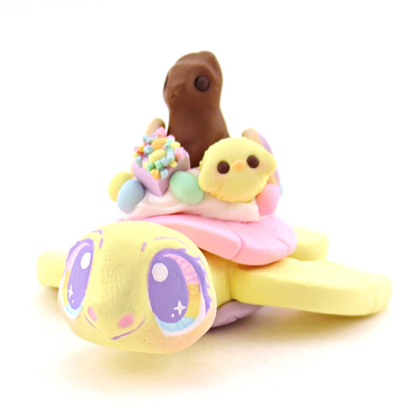 Yellow Easter Dessert Turtle Figurine - Polymer Clay Spring and Easter Animals