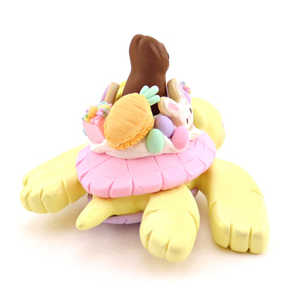 Yellow Easter Dessert Turtle Figurine - Polymer Clay Spring and Easter Animals