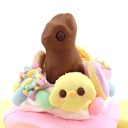 Yellow Easter Dessert Turtle Figurine - Polymer Clay Spring and Easter Animals