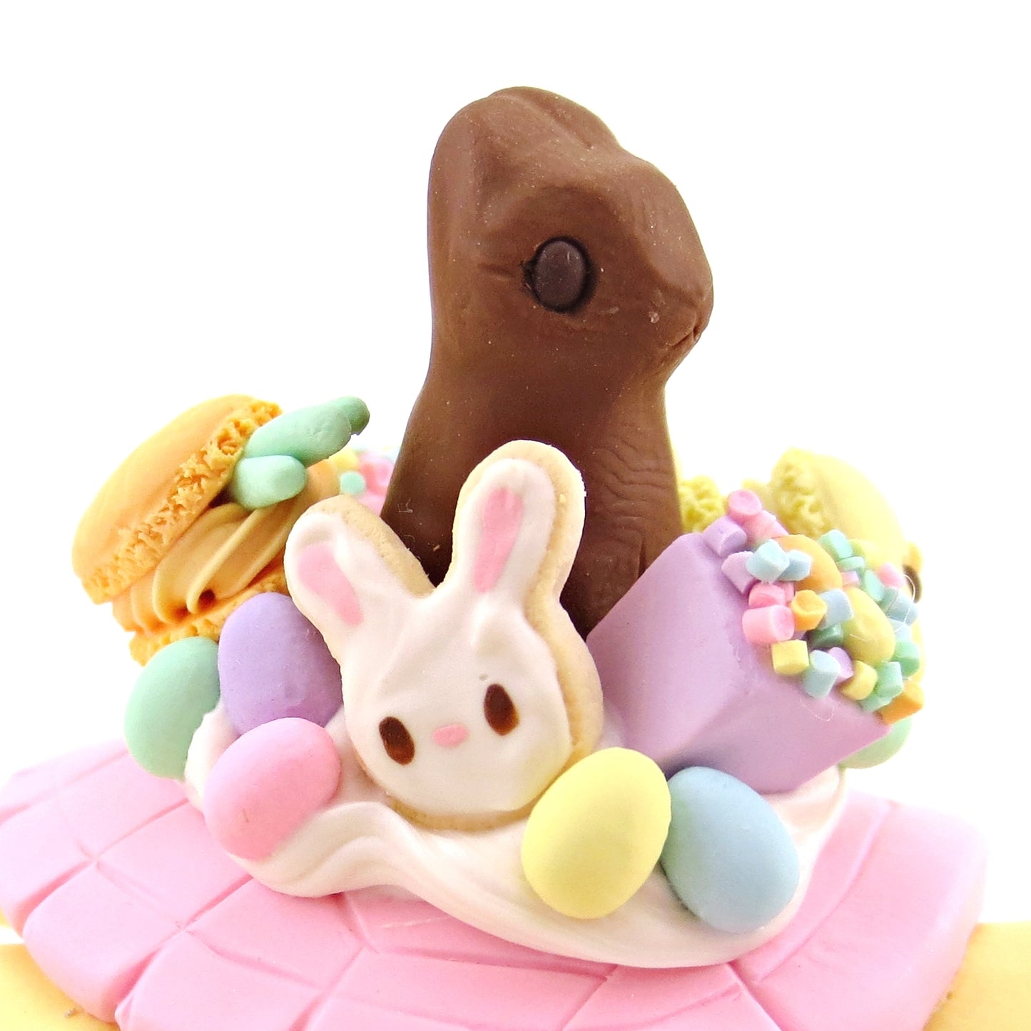 Yellow Easter Dessert Turtle Figurine - Polymer Clay Spring and Easter Animals