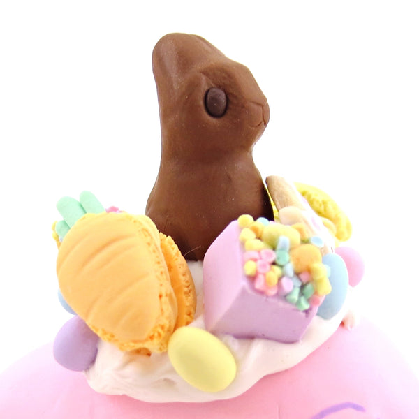 Pink Easter Dessert Narwhal Figurine - Polymer Clay Spring and Easter Animals