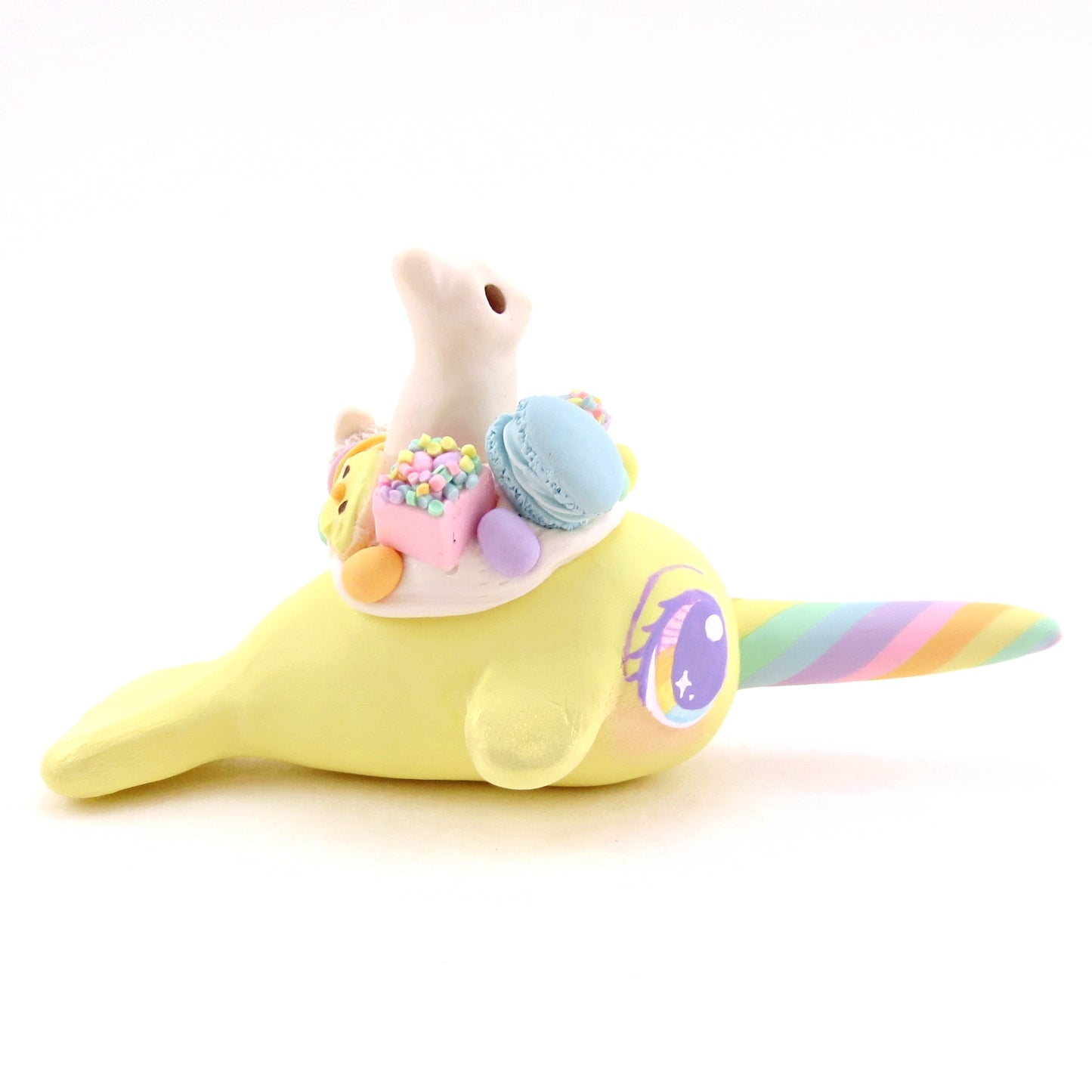 Yellow Easter Dessert Narwhal Figurine - Polymer Clay Spring and Easter Animals