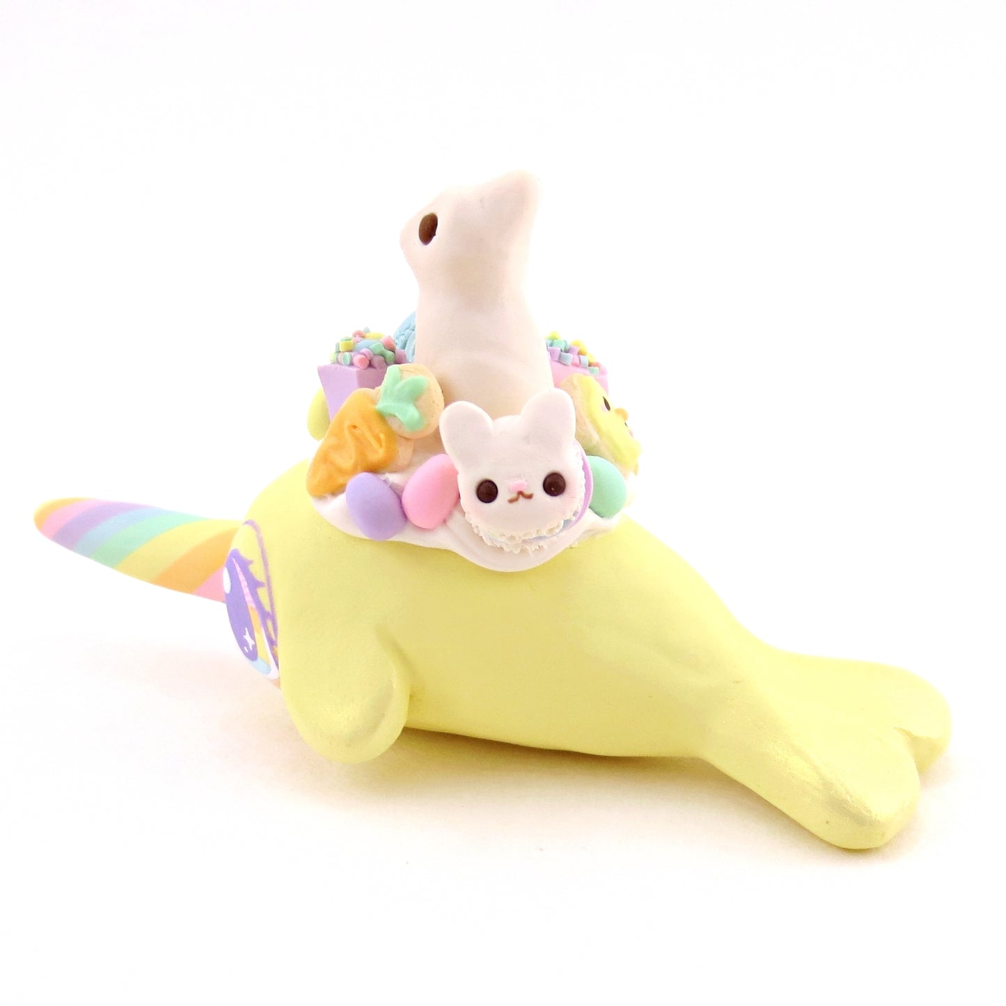 Yellow Easter Dessert Narwhal Figurine - Polymer Clay Spring and Easter Animals