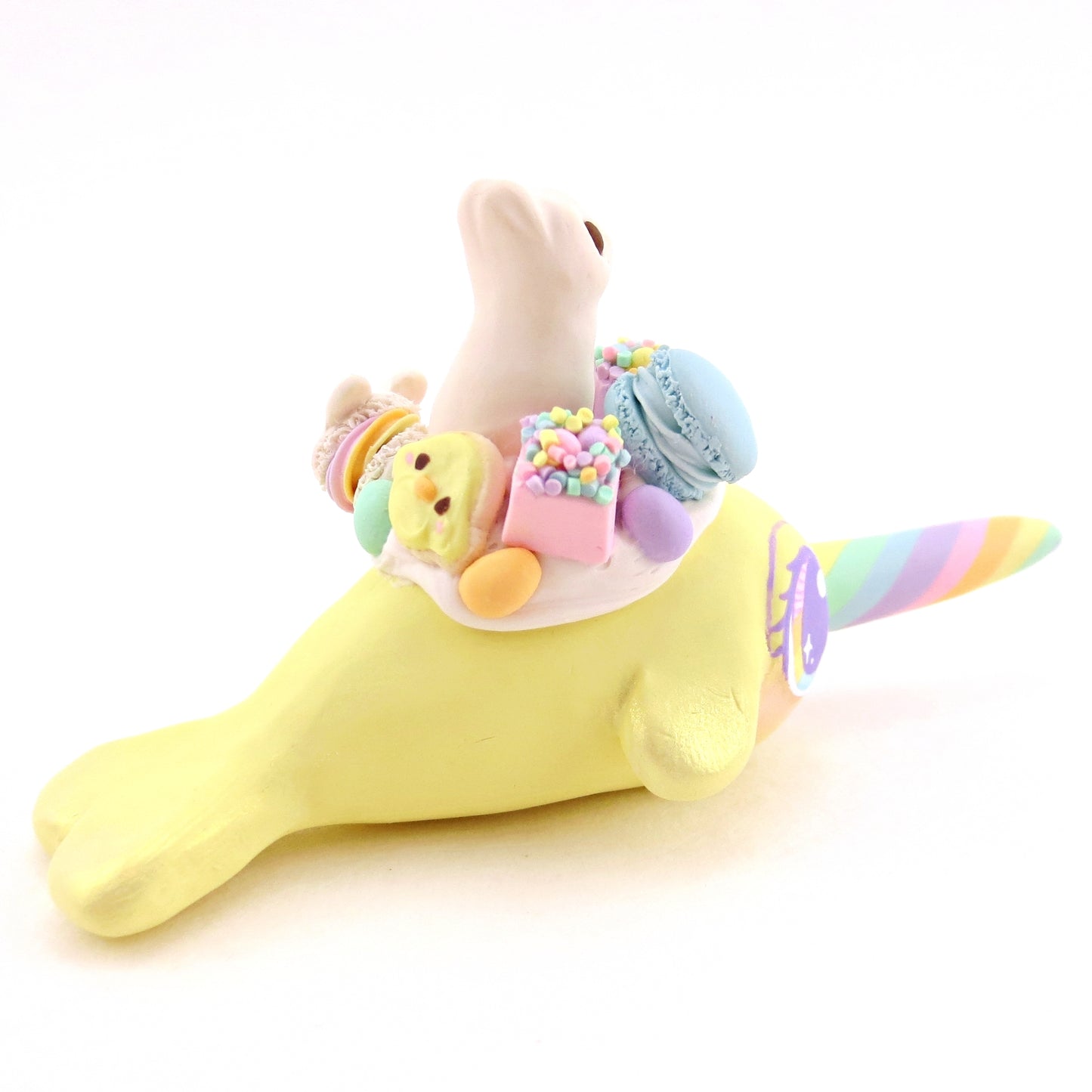 Yellow Easter Dessert Narwhal Figurine - Polymer Clay Spring and Easter Animals