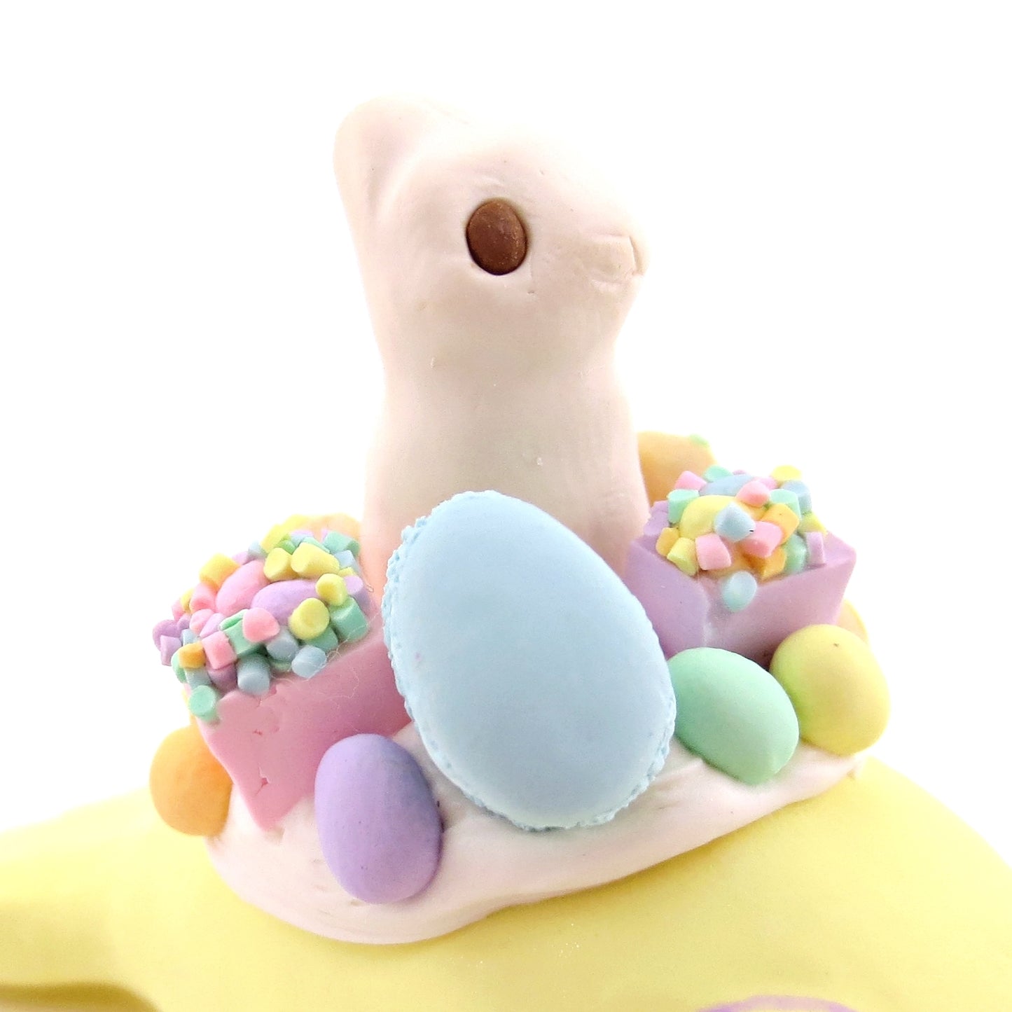 Yellow Easter Dessert Narwhal Figurine - Polymer Clay Spring and Easter Animals