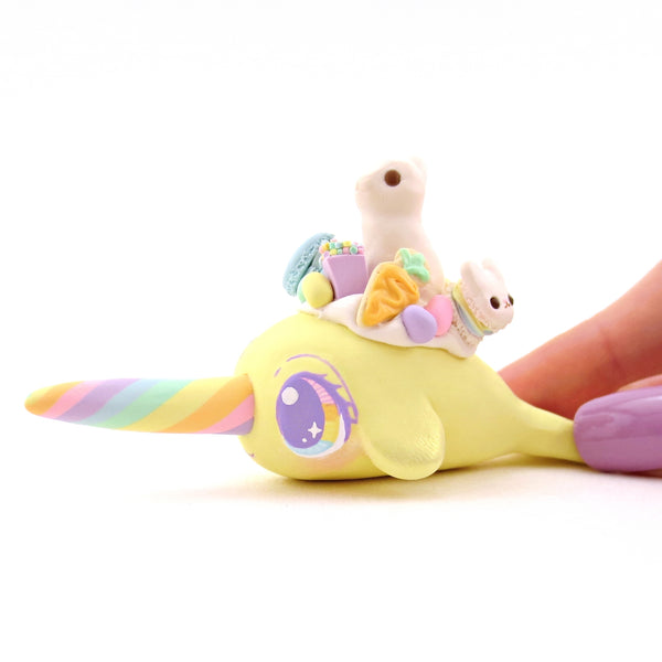 Yellow Easter Dessert Narwhal Figurine - Polymer Clay Spring and Easter Animals