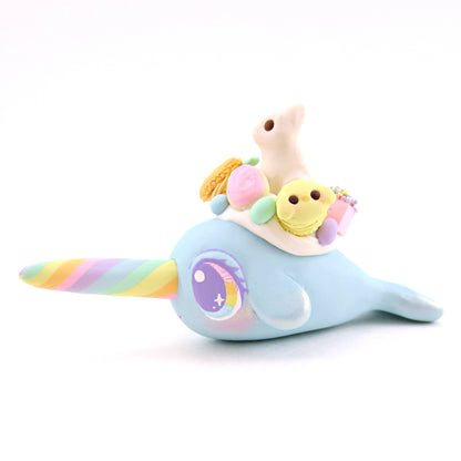 Blue Easter Dessert Narwhal Figurine - Polymer Clay Spring and Easter Animals