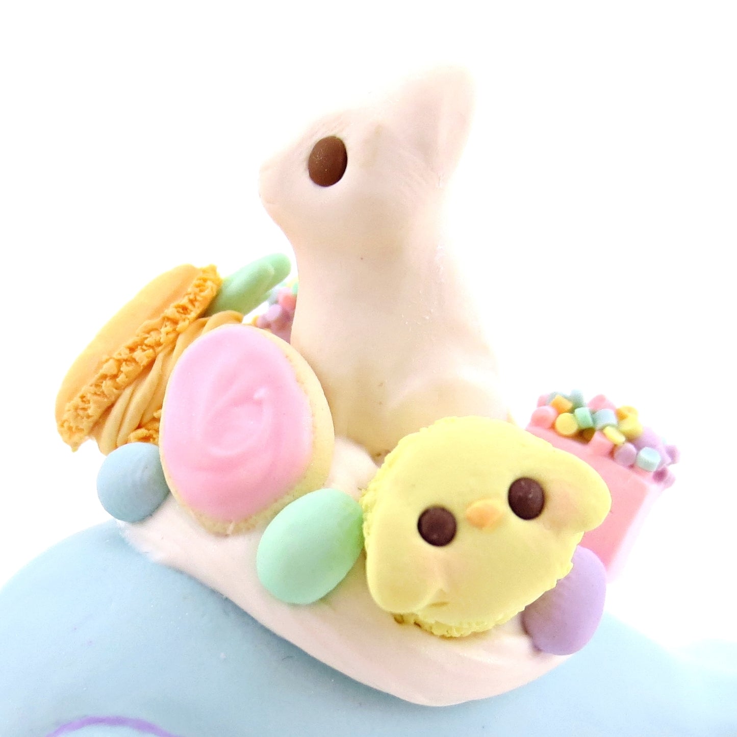 Blue Easter Dessert Narwhal Figurine - Polymer Clay Spring and Easter Animals