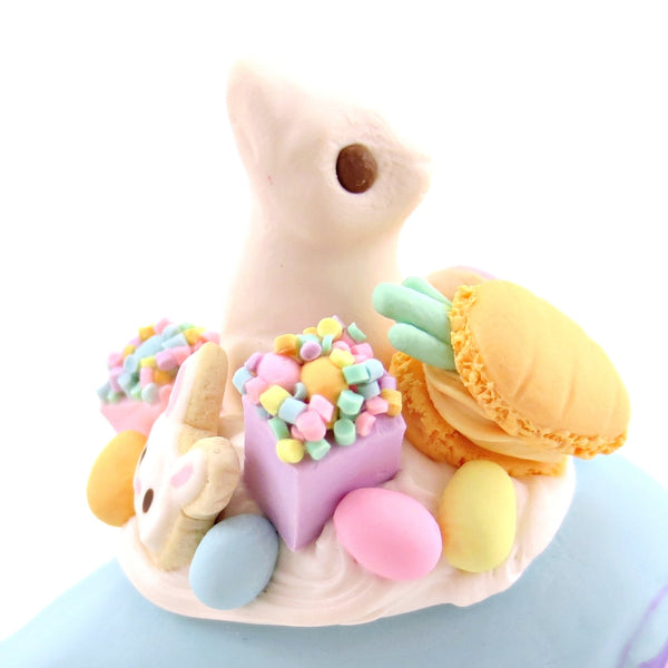 Blue Easter Dessert Narwhal Figurine - Polymer Clay Spring and Easter Animals