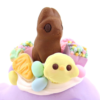 Purple Easter Dessert Narwhal Figurine - Polymer Clay Spring and Easter Animals