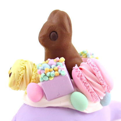 Purple Easter Dessert Narwhal Figurine - Polymer Clay Spring and Easter Animals