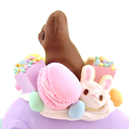 Purple Easter Dessert Narwhal Figurine - Polymer Clay Spring and Easter Animals