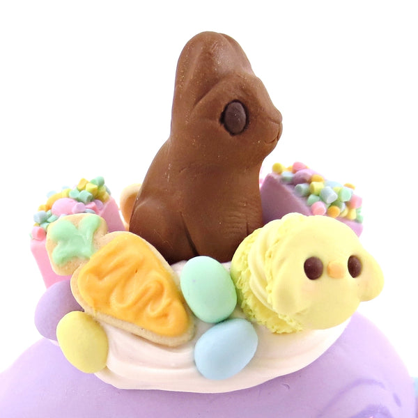 Purple Easter Dessert Narwhal Figurine - Polymer Clay Spring and Easter Animals