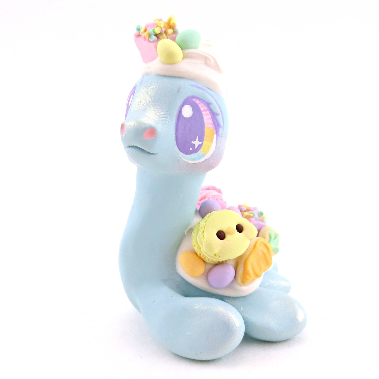 Blue Easter Dessert Nessie Figurine - Polymer Clay Spring and Easter Animals