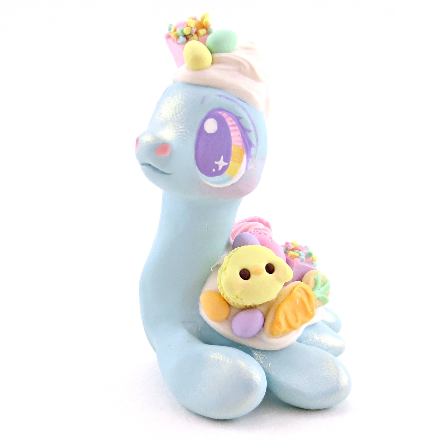 Blue Easter Dessert Nessie Figurine - Polymer Clay Spring and Easter Animals