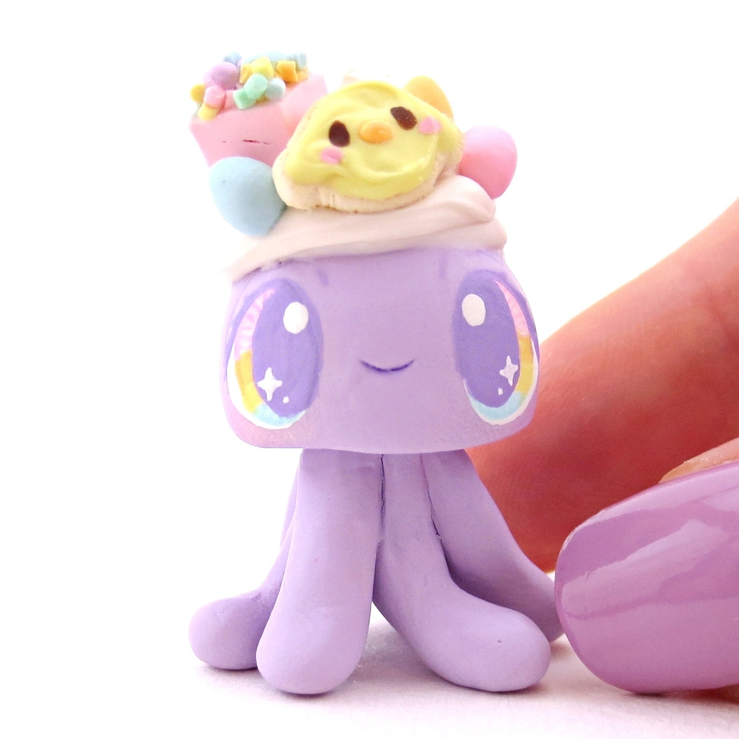 Purple Easter Dessert Jellyfish Figurine - Polymer Clay Spring and Easter Animals