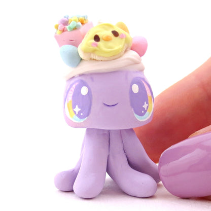 Purple Easter Dessert Jellyfish Figurine - Polymer Clay Spring and Easter Animals