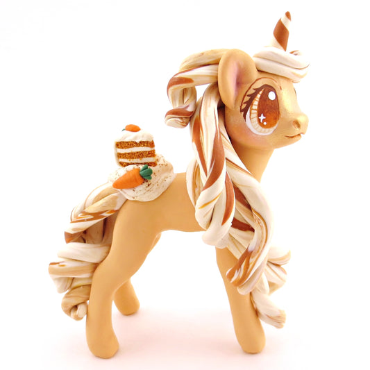 Carrot Cake Unicorn Figurine - Polymer Clay Spring and Easter Animals