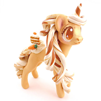 Carrot Cake Unicorn Figurine - Polymer Clay Spring and Easter Animals